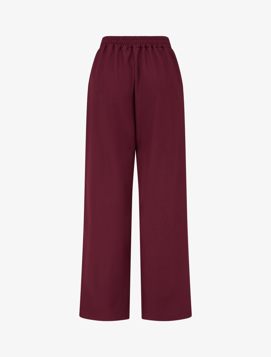 Hoge taille wijde broek met fantasiejuweel - Wijnrood