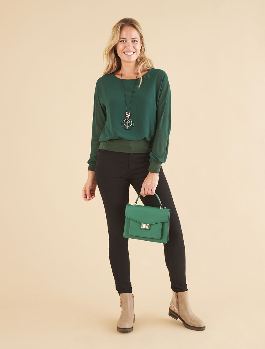 Top uni en voile - Vert sapin - 4