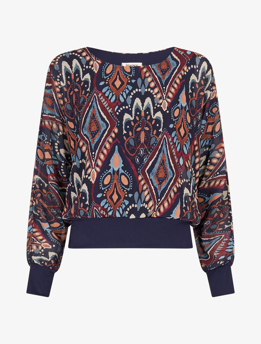 Top imprimé graphique en voile - Marine - 1