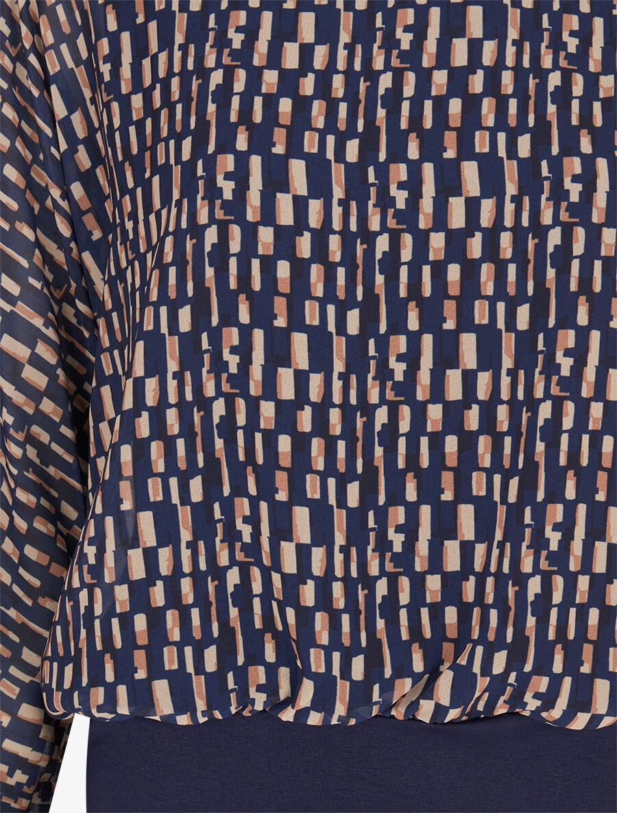 Top imprimé géométrique en voile - Marine - 3