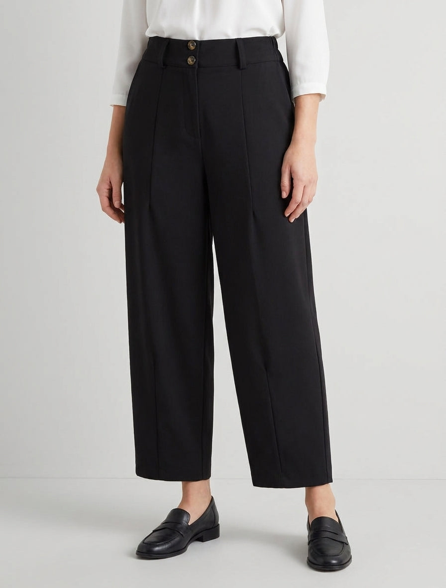 Effen broek met knoopsluiting - Zwart