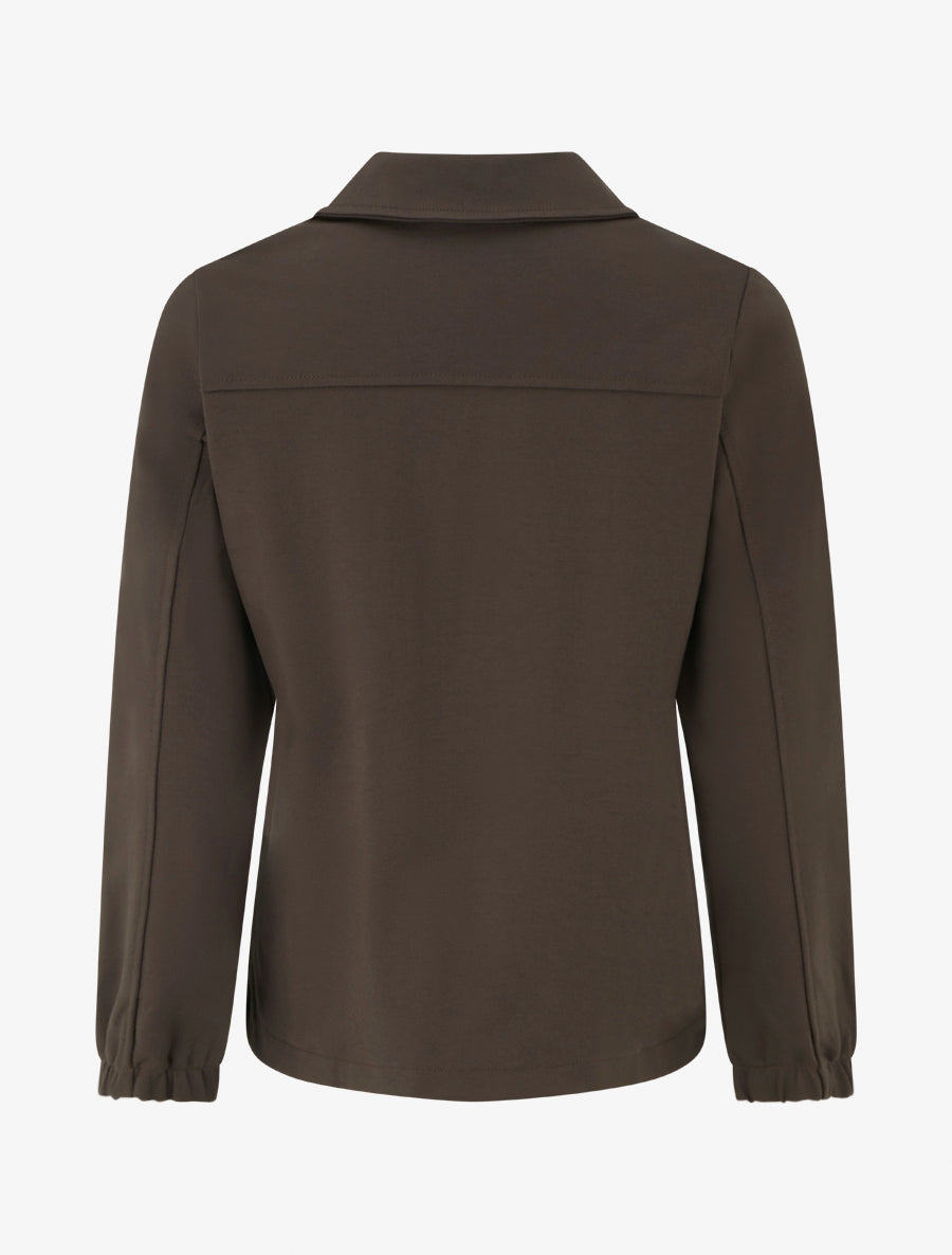 Veste unie à poignets élastiqués - Marron - 2