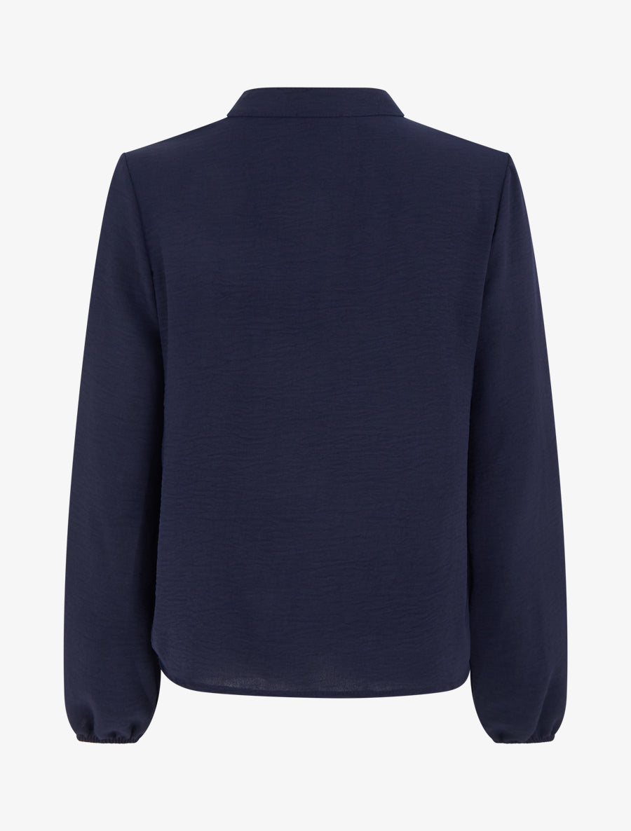 Top droit à col V et poche à sequins - Marine - 2