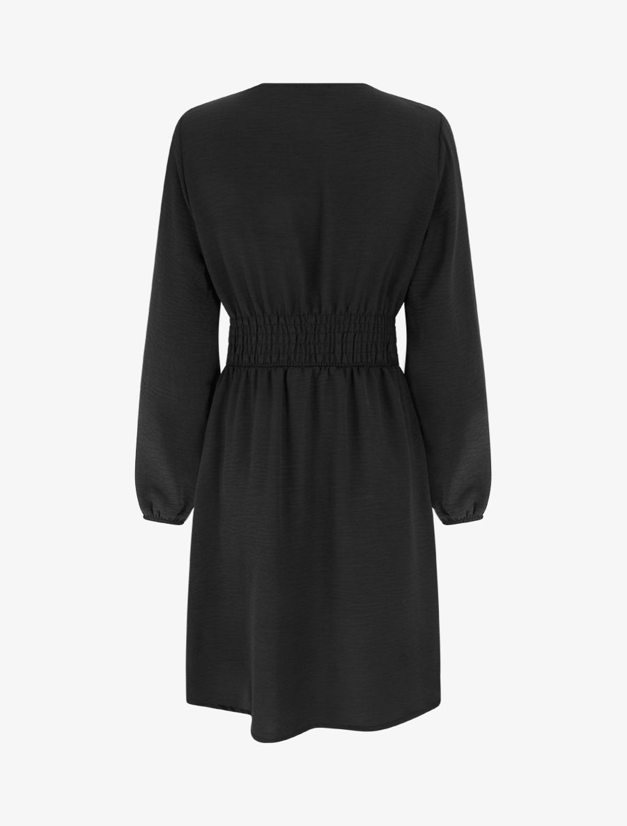 Robe à col cache-coeur et bijou martelé - Noir - 2