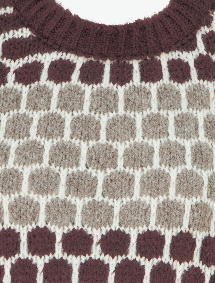 Pull en mohair mélangé à motif ronds - Bordeaux/taupe - 3