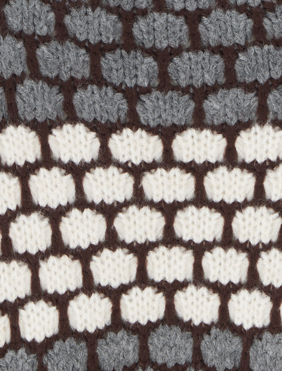 Pull en mohair mélangé à motif ronds - Gris/écru - 3
