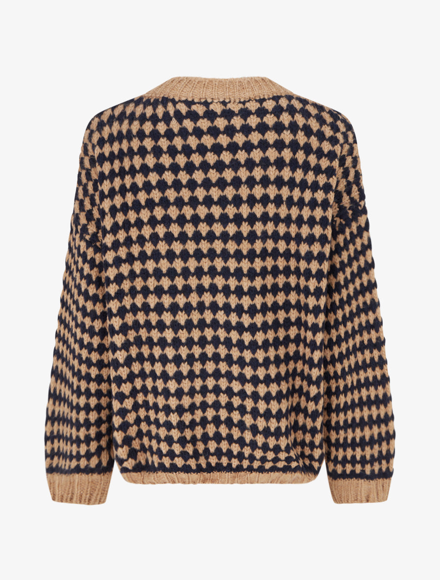 Pull ample en mohair mélangé à motif style écaille - Camel - 2