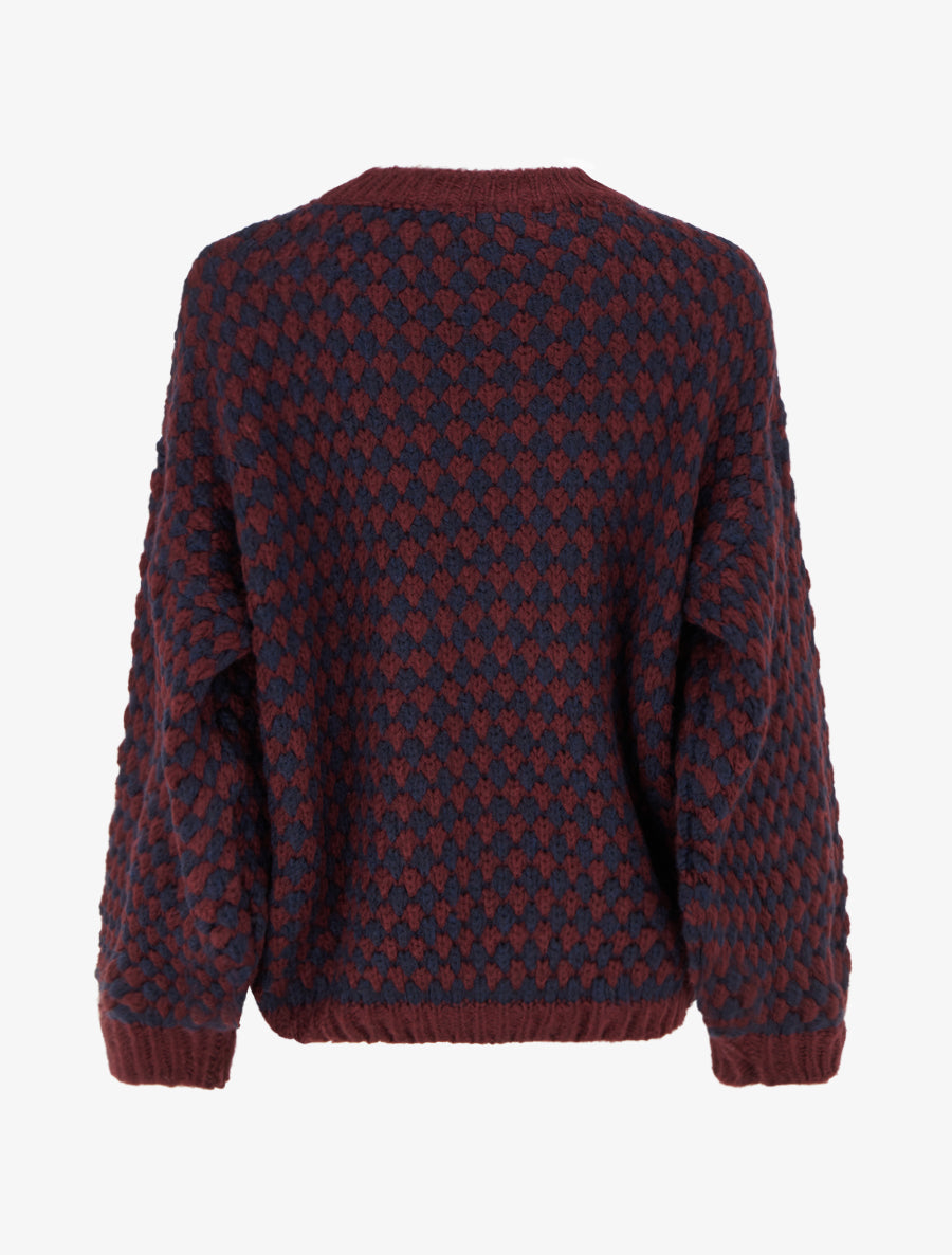 Pull ample en mohair mélangé à motif style écaille - Lie de vin - 2