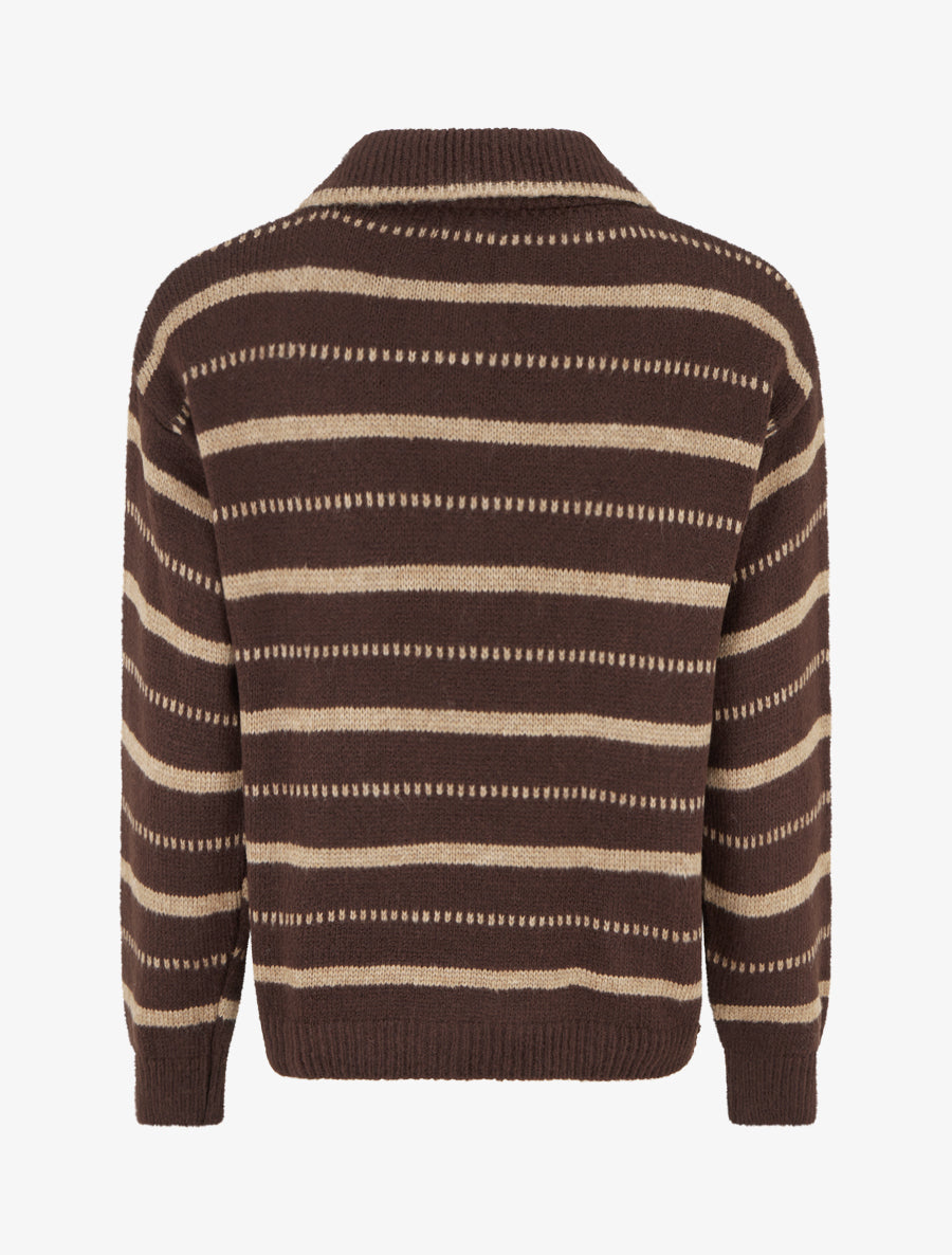 Pull en maille rayé - Marron - 2