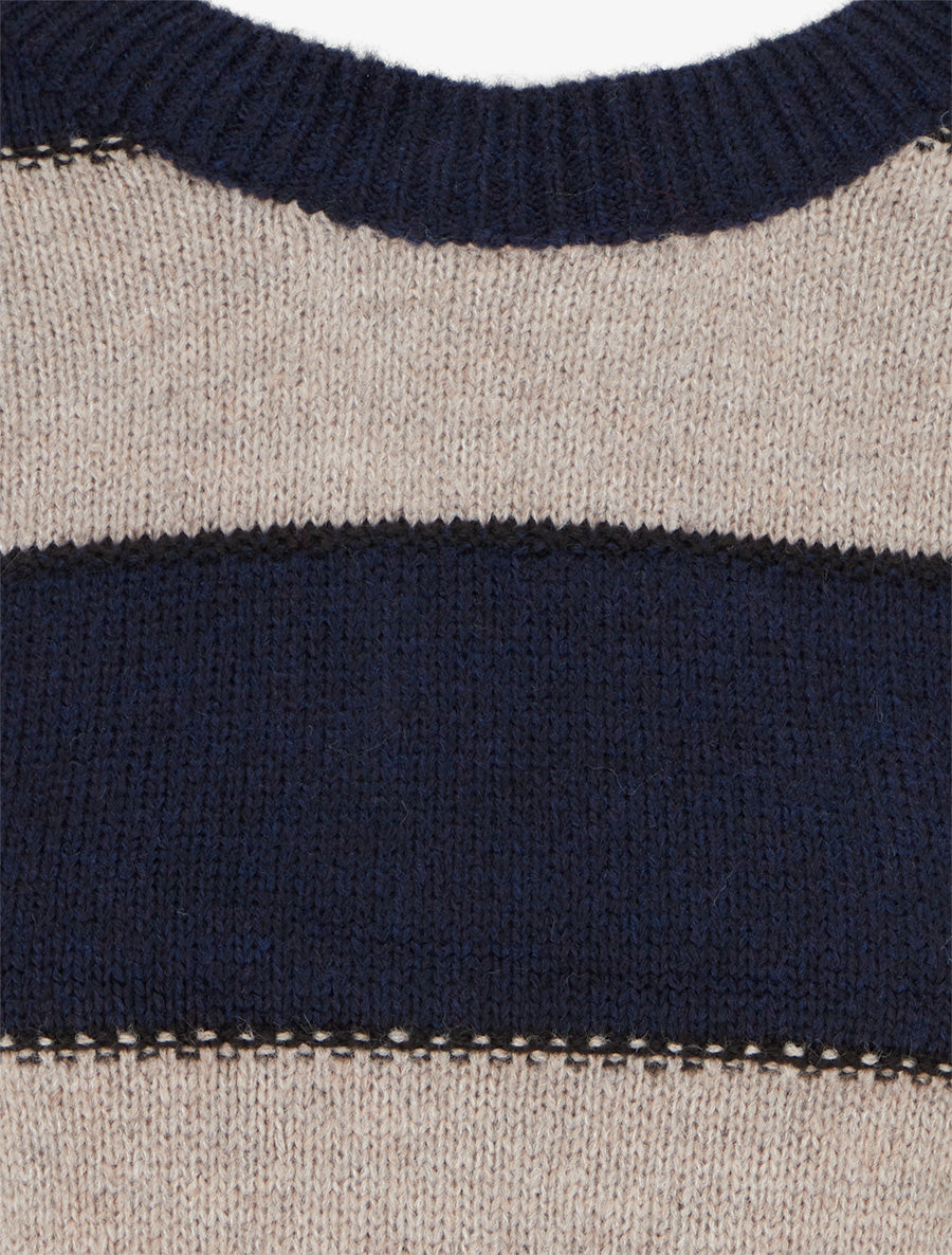 Pull à rayures tricolore en mohair mélangé - Marine - 3