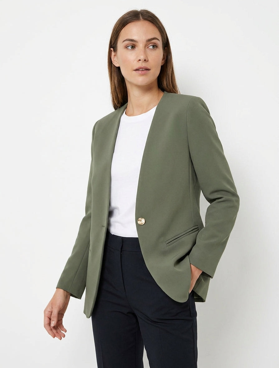 Effen blazer met knopen - Kaki