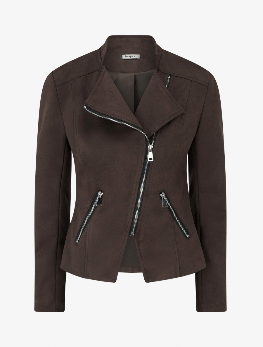 Perfecto-stijl jack in suèdine - Bruin