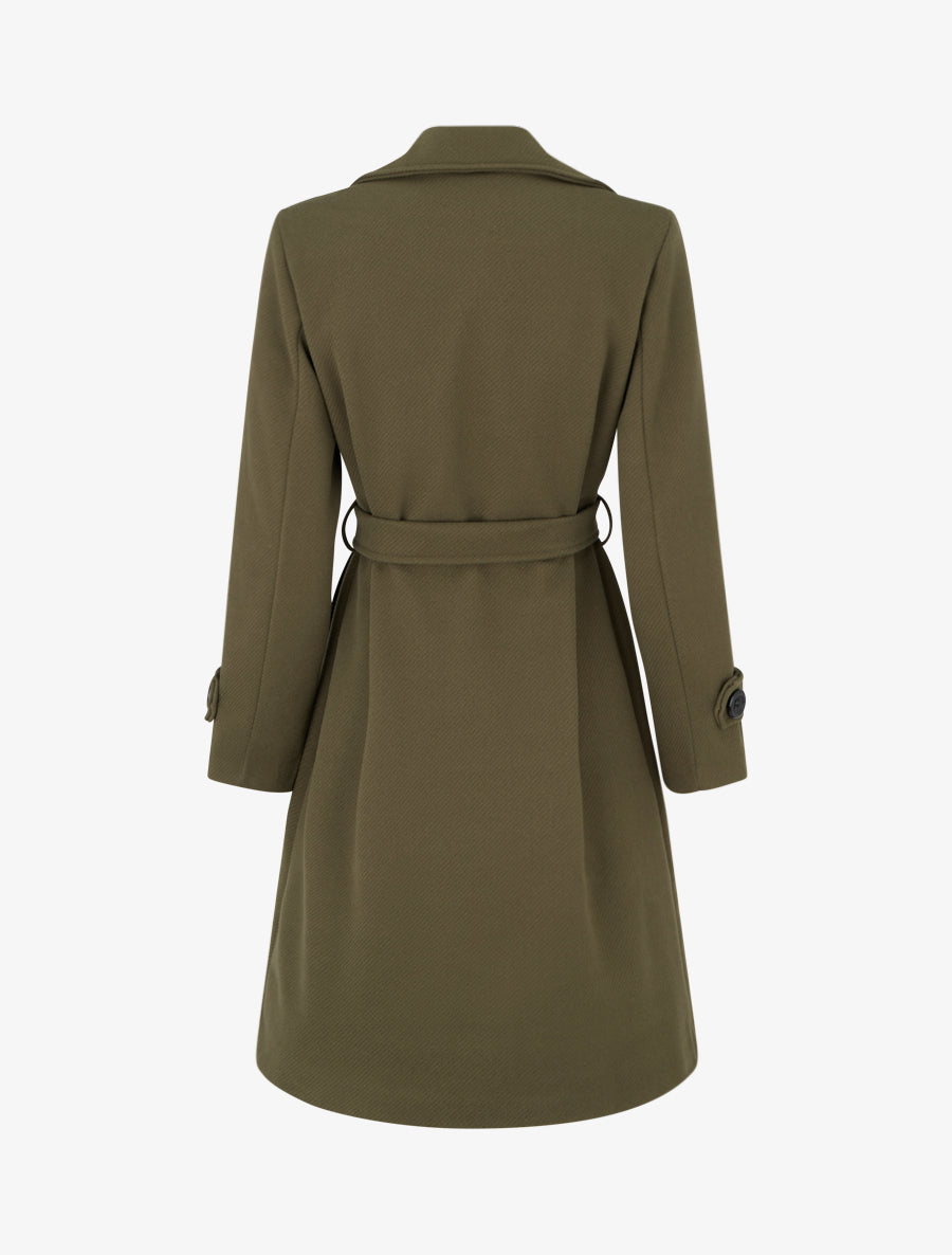 Manteau droit uni ceinturé - Vert olive - 2