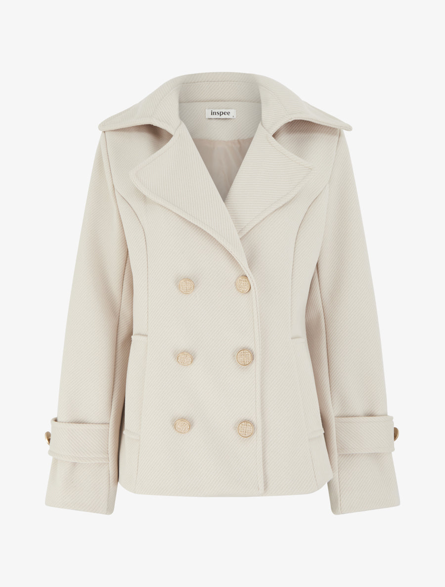 Caban droit en laine mélangée - Beige - 1