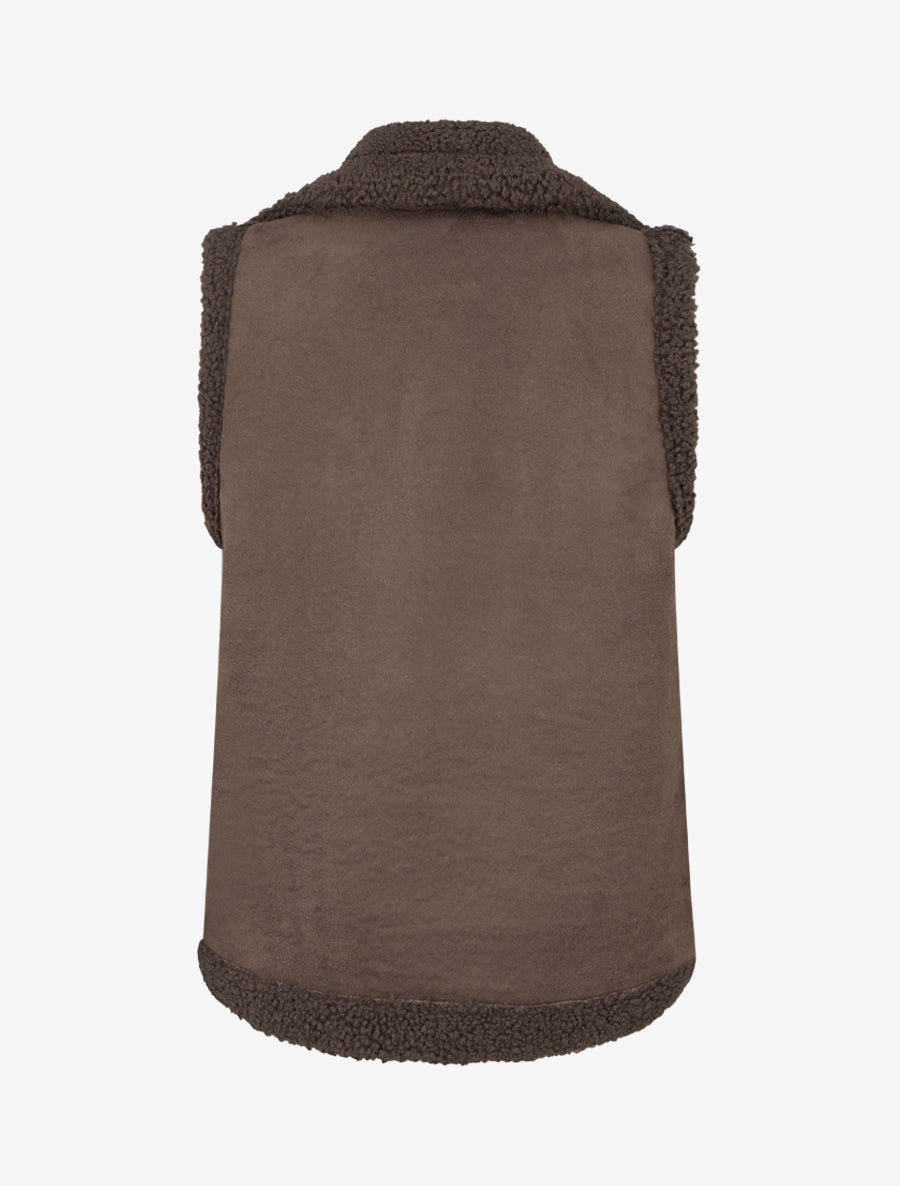 Blouson sans manches effet peau de mouton - Marron - 2