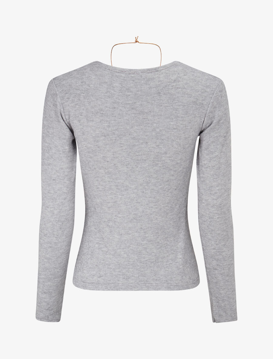 Pull fin à col carré - Gris clair - 2