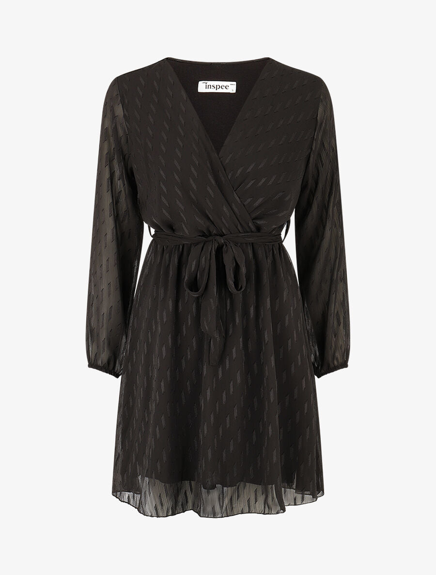 Robe mi-longue élastiquée unie - Noir - 1