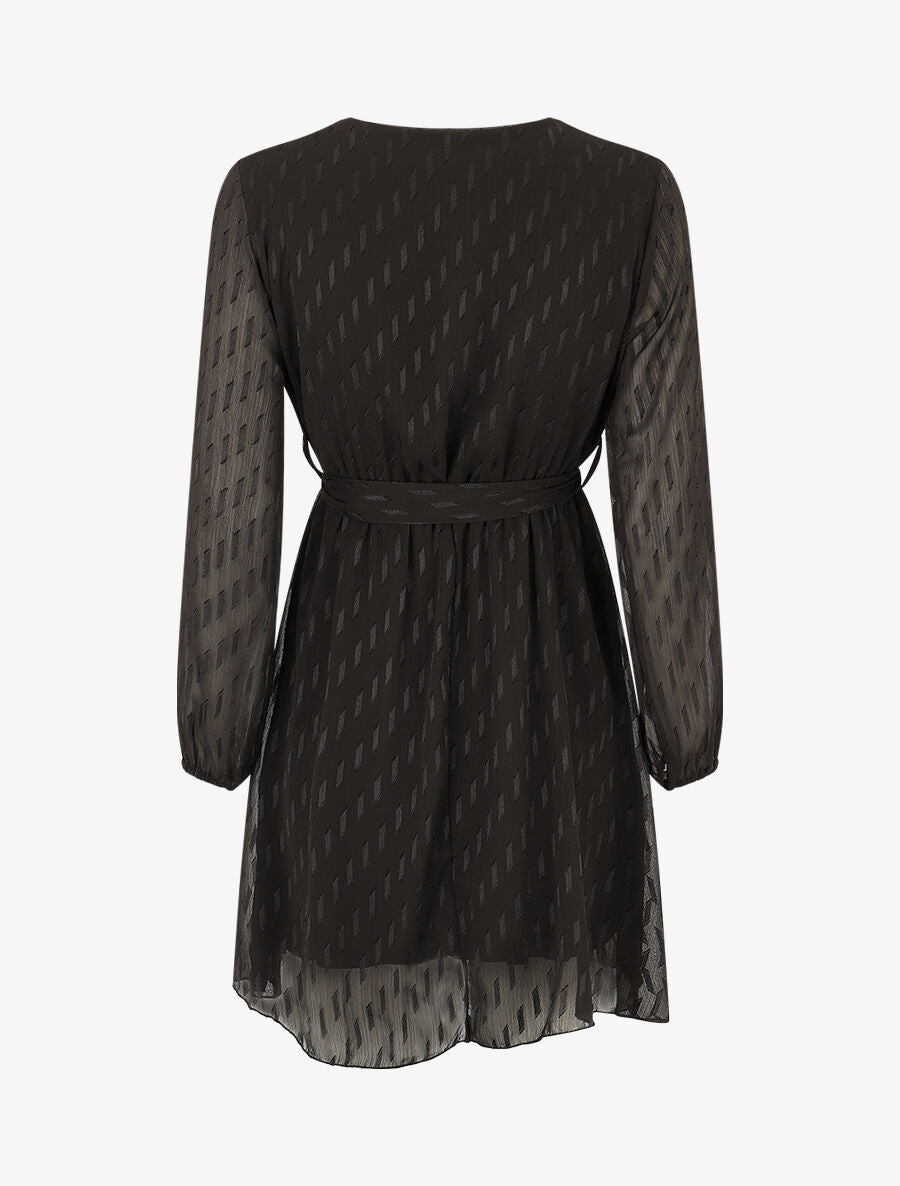 Robe mi-longue élastiquée unie - Noir - 2