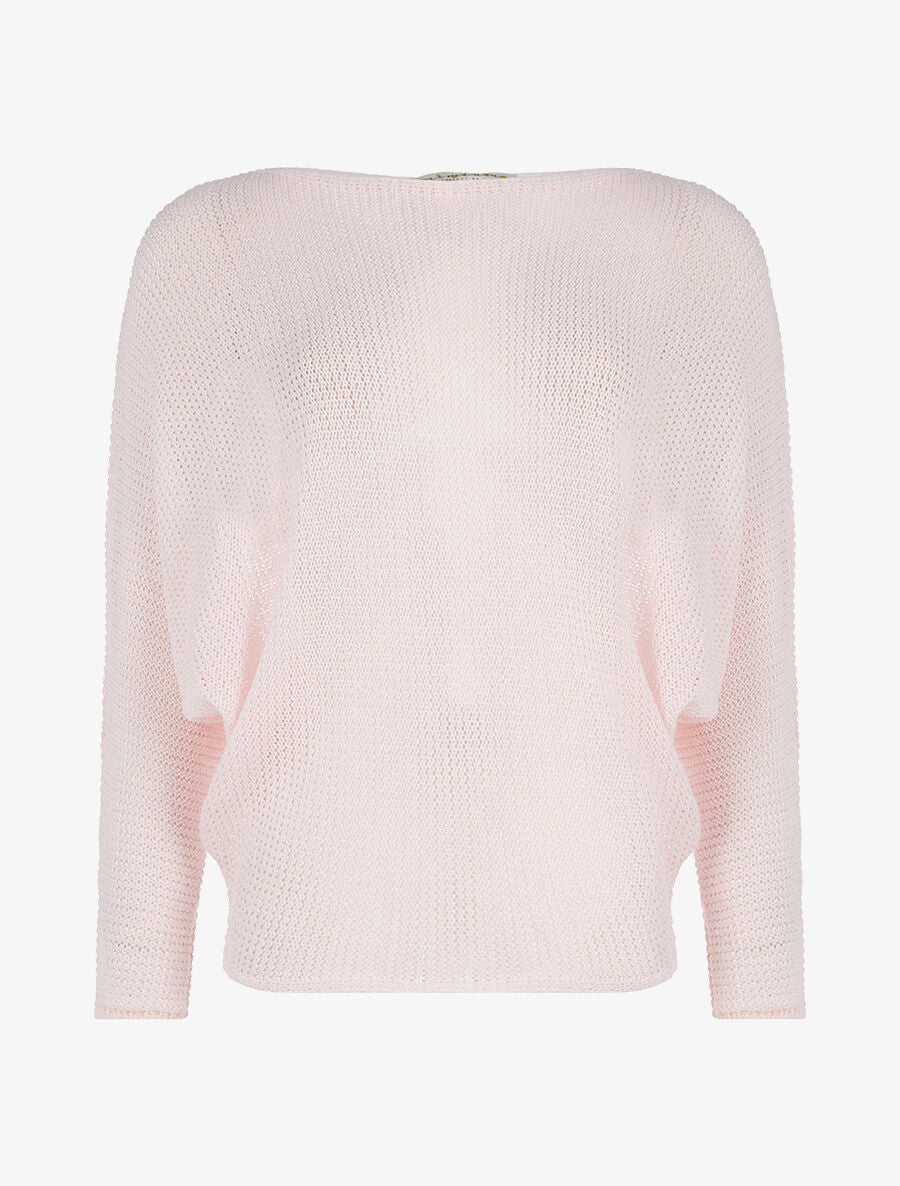 Pull chauve-souris mouliné - rose - 1