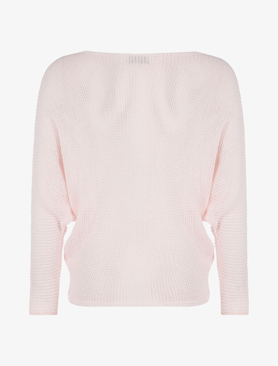 Pull chauve-souris mouliné - rose - 2
