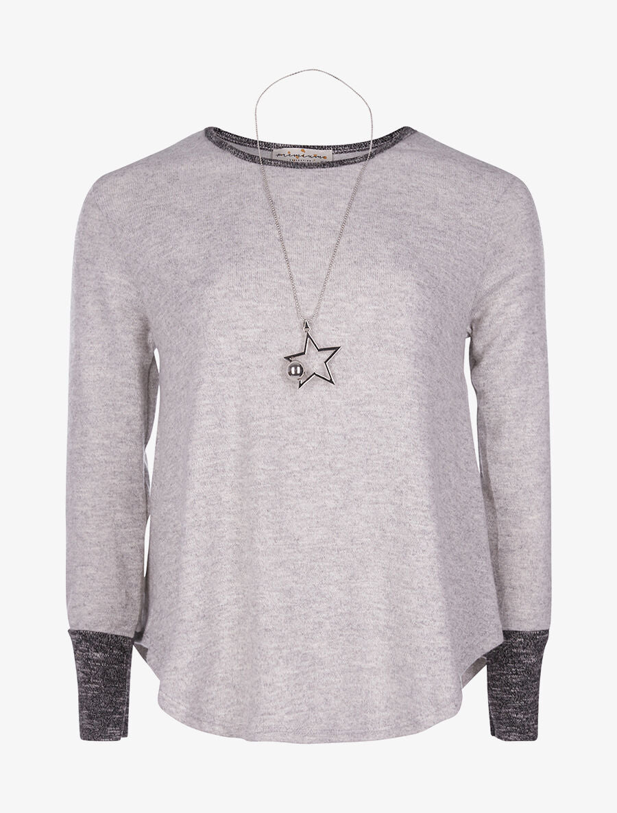 Pull manches grises - gris - 1