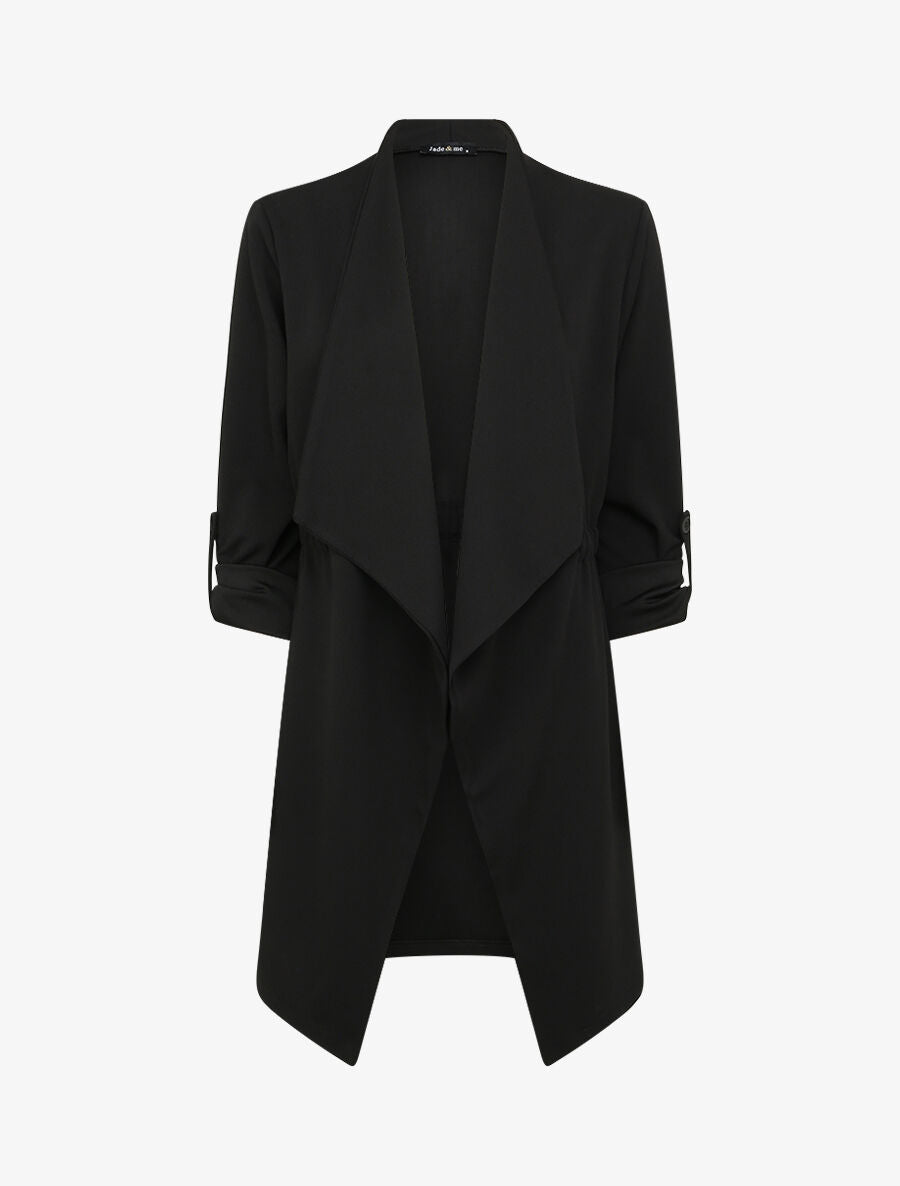 Trench droit mi-long uni - Noir - 1