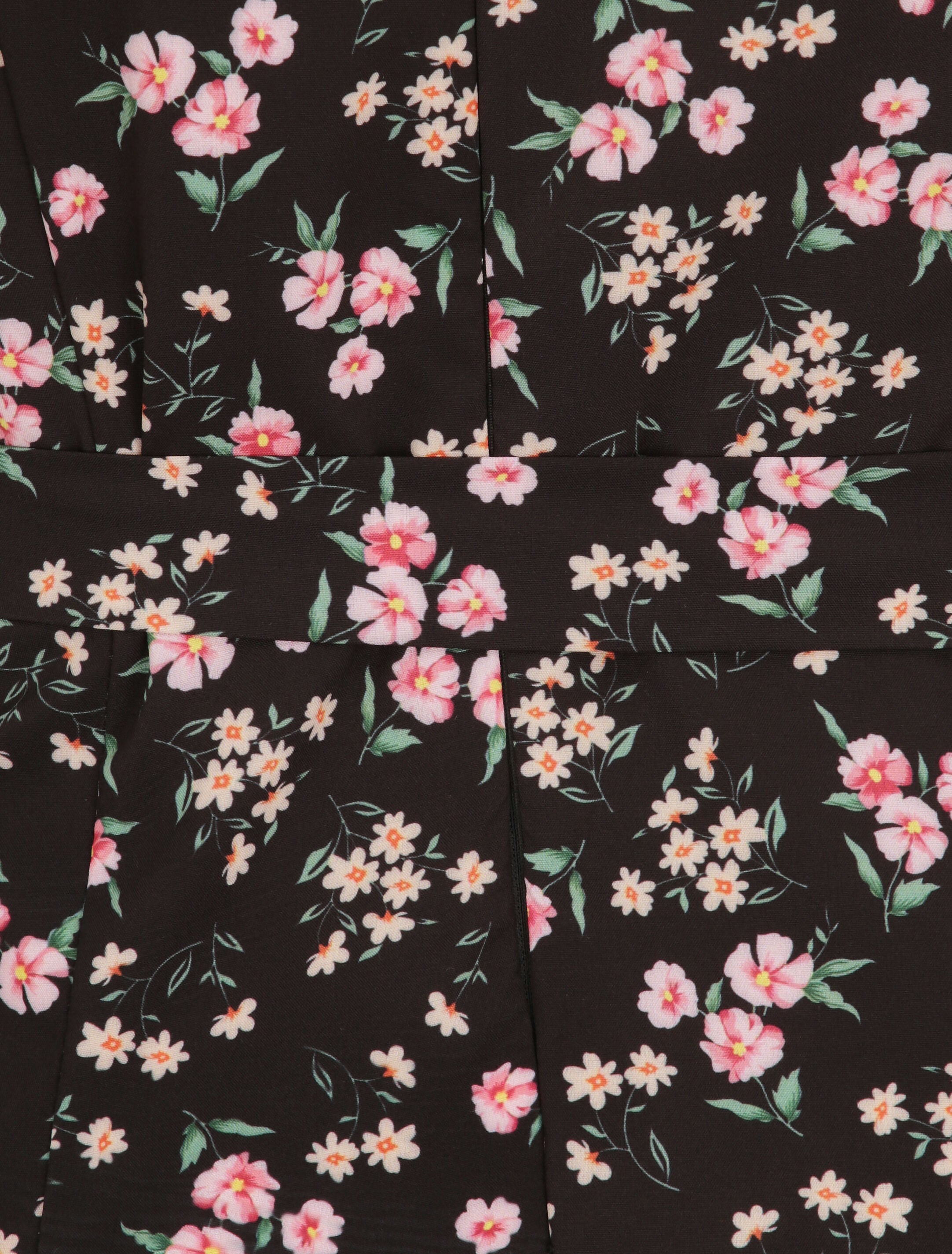 Robe imprimé fleurs des champs à bords volantées style portefeuille - Noir - 3