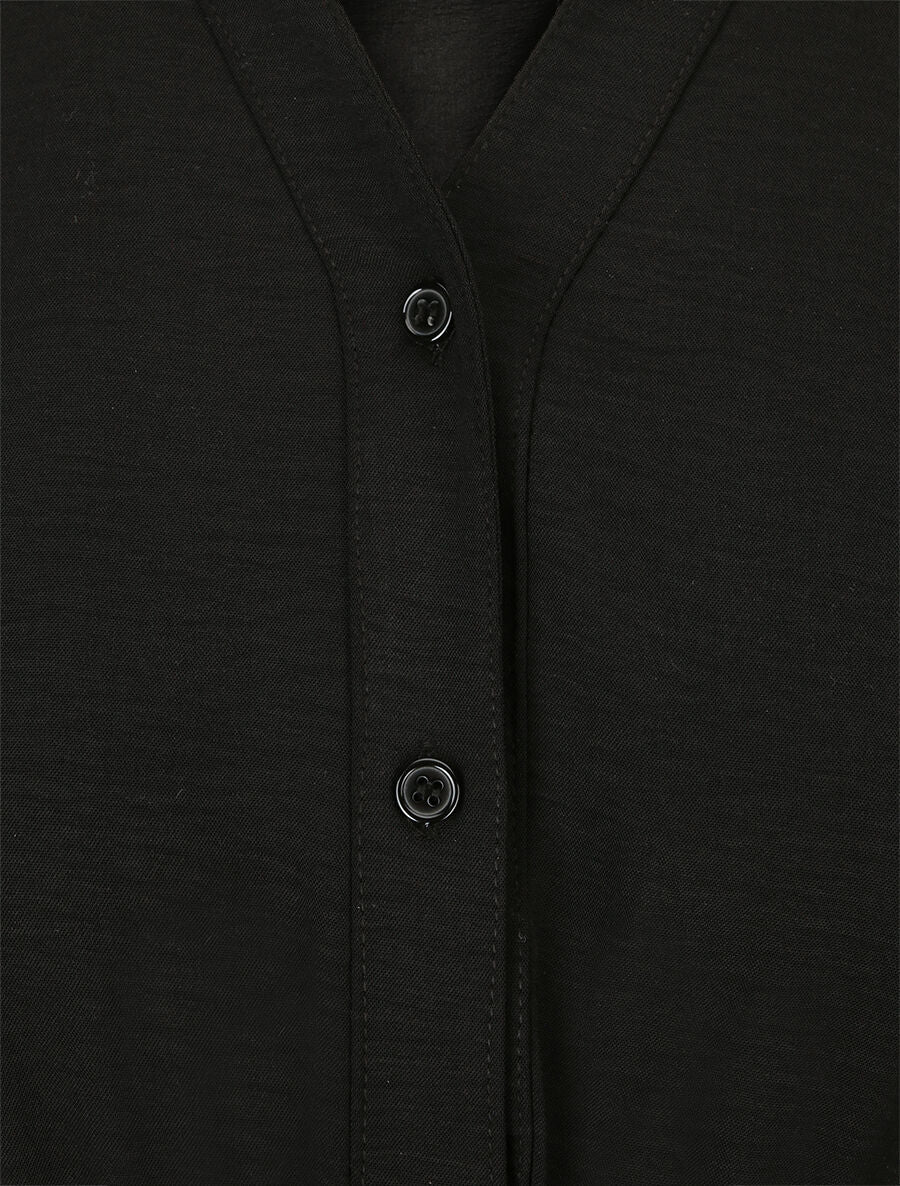 Robe patineuse à col tunisien - Noir - 3