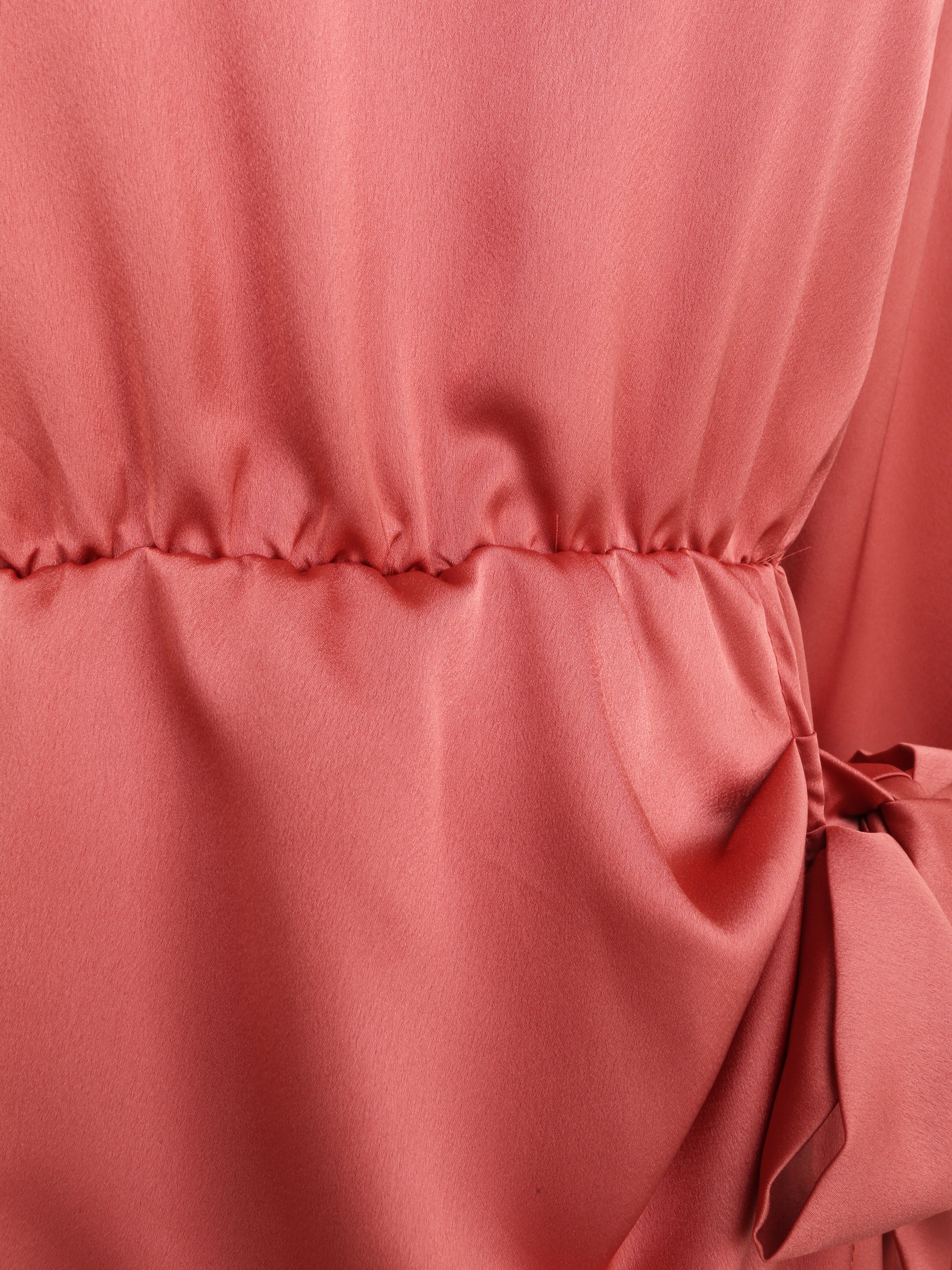 Robe satinée style portefeuille - Vieux rose - 3