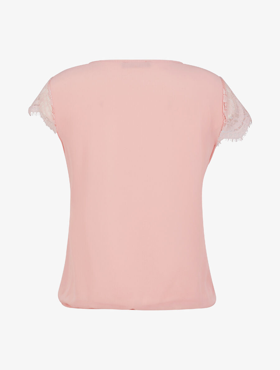 Top boule uni à dentelle - Rose poudré - 2