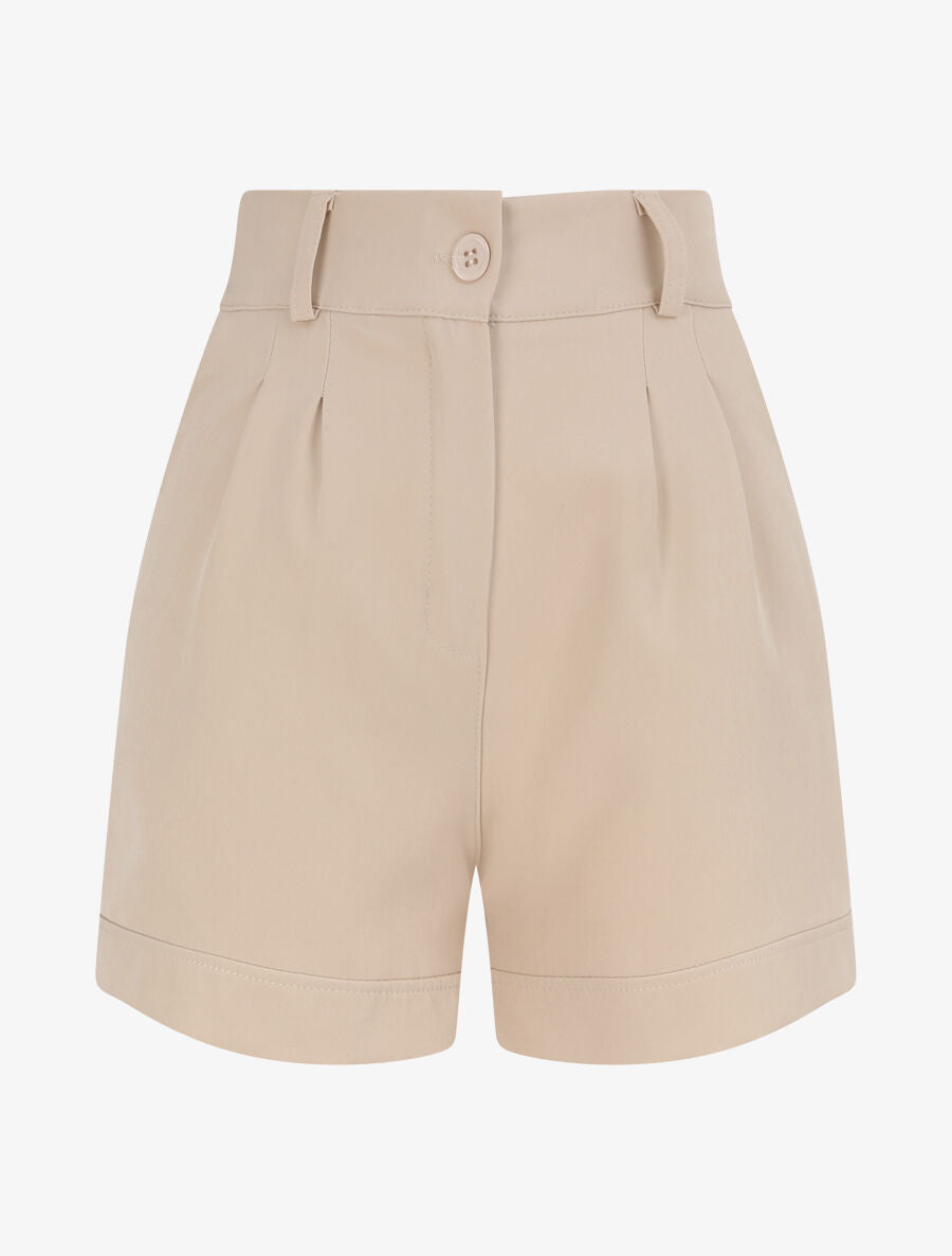 Short uni et bords à revers - Beige - 4