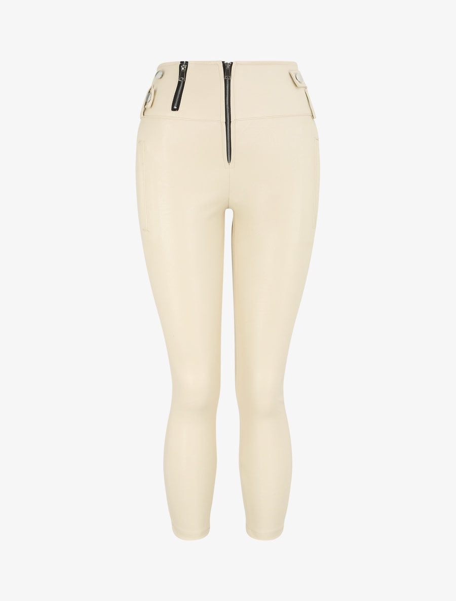 Pantalon simili uni - Beige - 1
