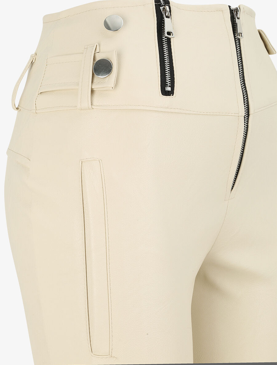 Pantalon simili uni - Beige - 3