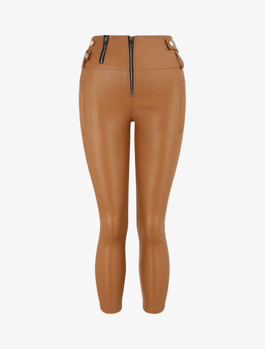 Pantalon simili uni - Camel - 1