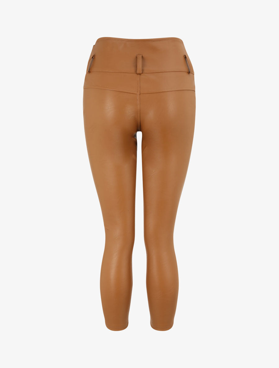 Pantalon simili uni - Camel - 2