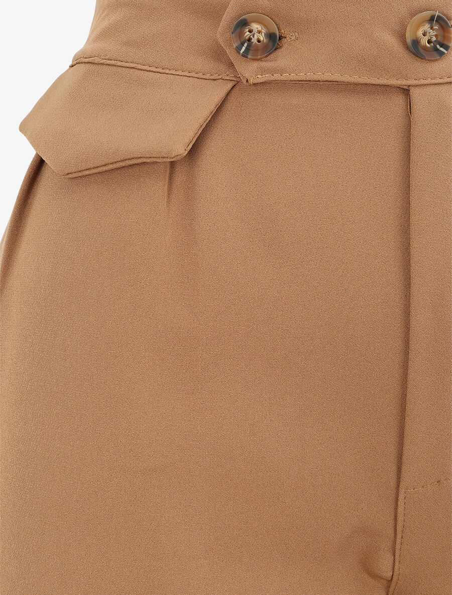 Pantalon carotte taille haute uni - Camel - 3