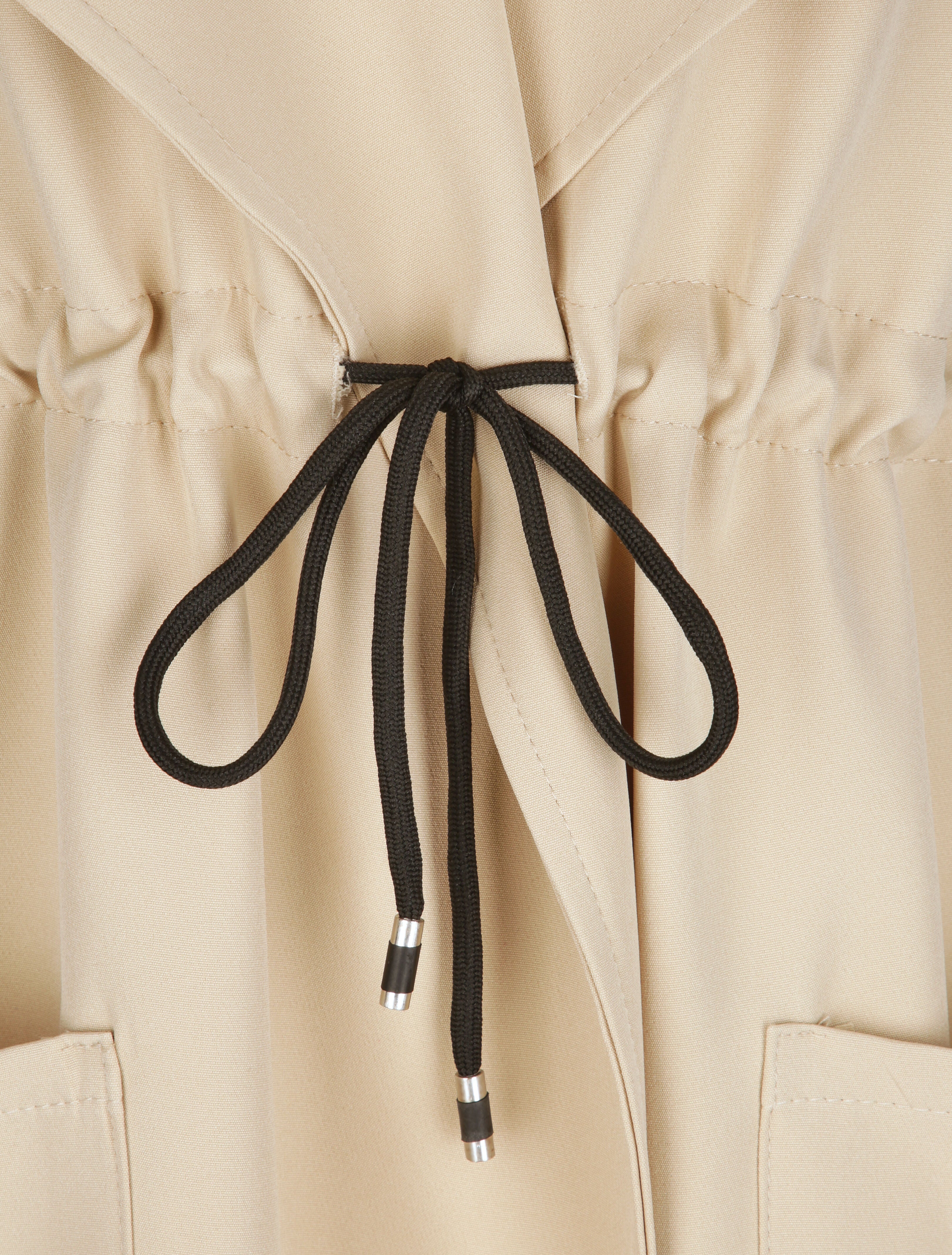 Veste longue droite à col cranté - Beige - 3