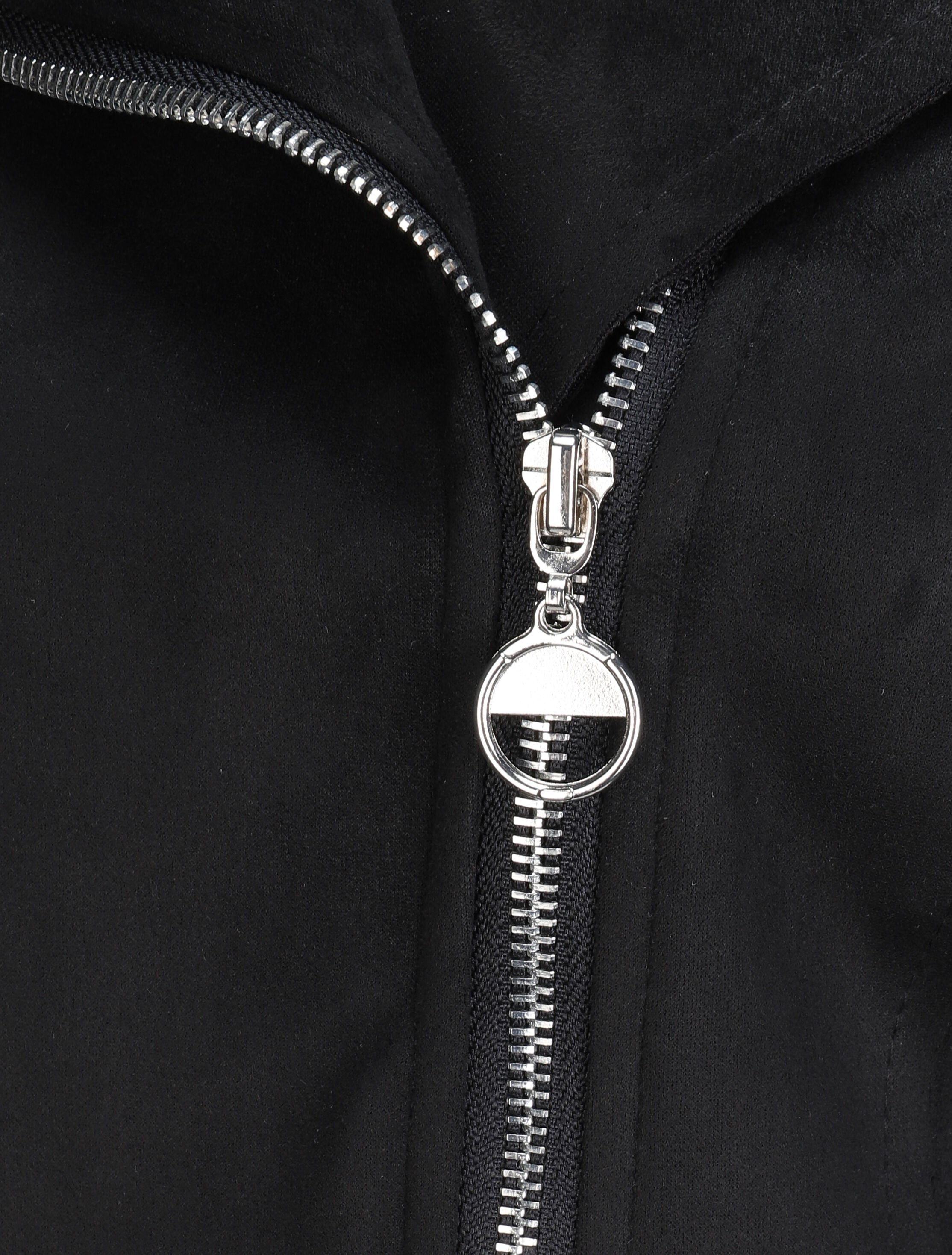 Veste en suédine à zip asymétrique - Noir - 3