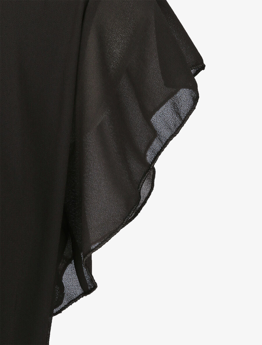 Robe mi-longue droite à dos en crochet - Noir - 4
