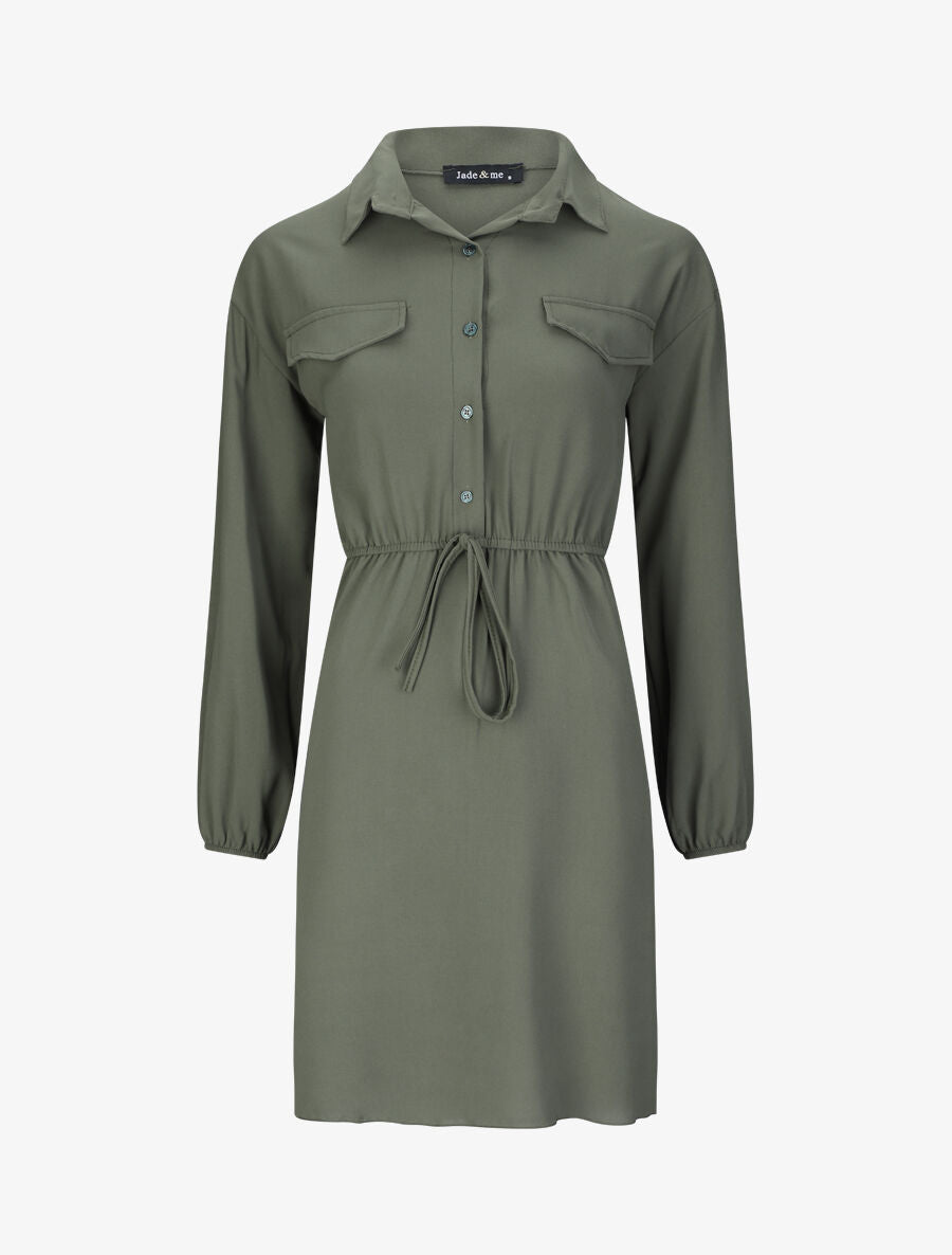 Robe chemise cintrée - Kaki - 1