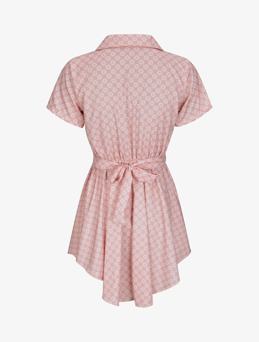 Tunique patineuse imprimé mosaïque à boucle dorée - Rose - 2