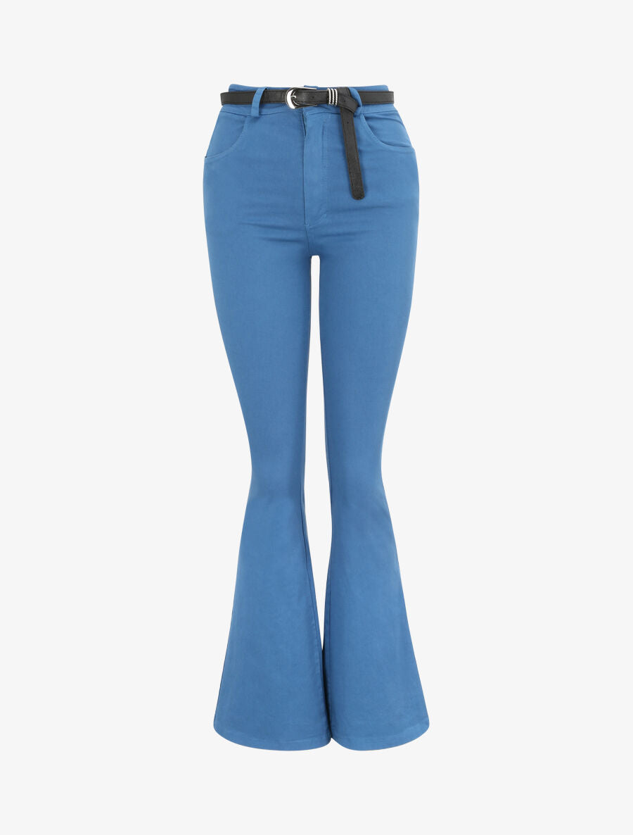 Jean flare uni - Bleu - 4