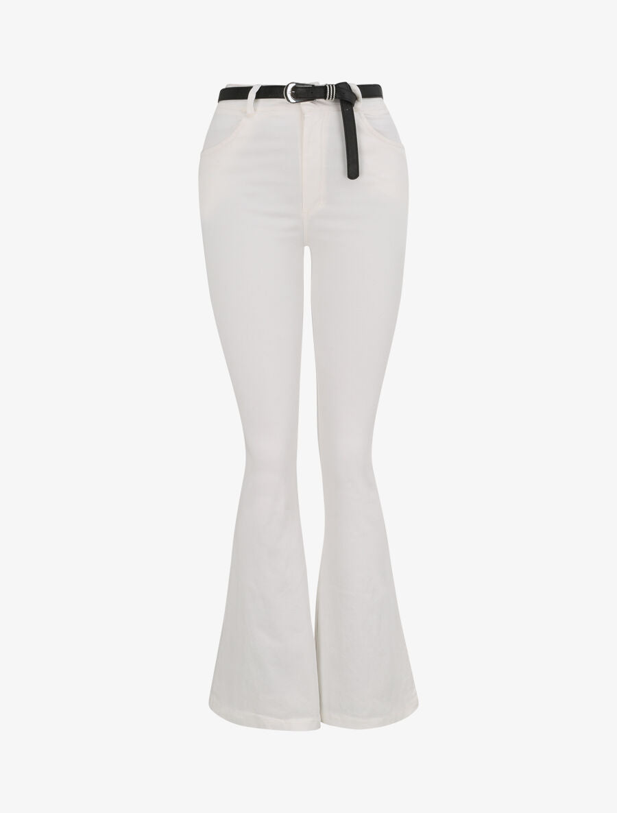 Jean flare uni - Blanc - 1