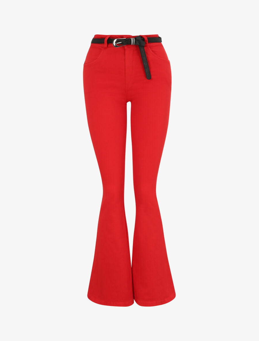Jean flare uni - Rouge - 4