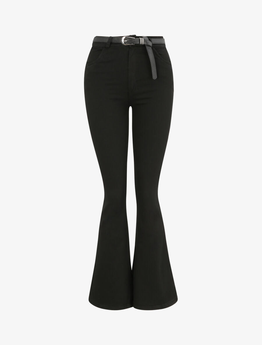 Jean flare uni - Noir - 4