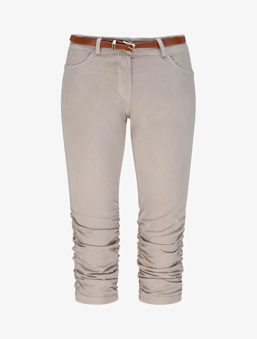 Pantacourt uni à bas élastiqués - Beige - 3