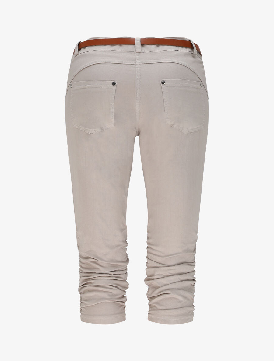Pantacourt uni à bas élastiqués - Beige - 2