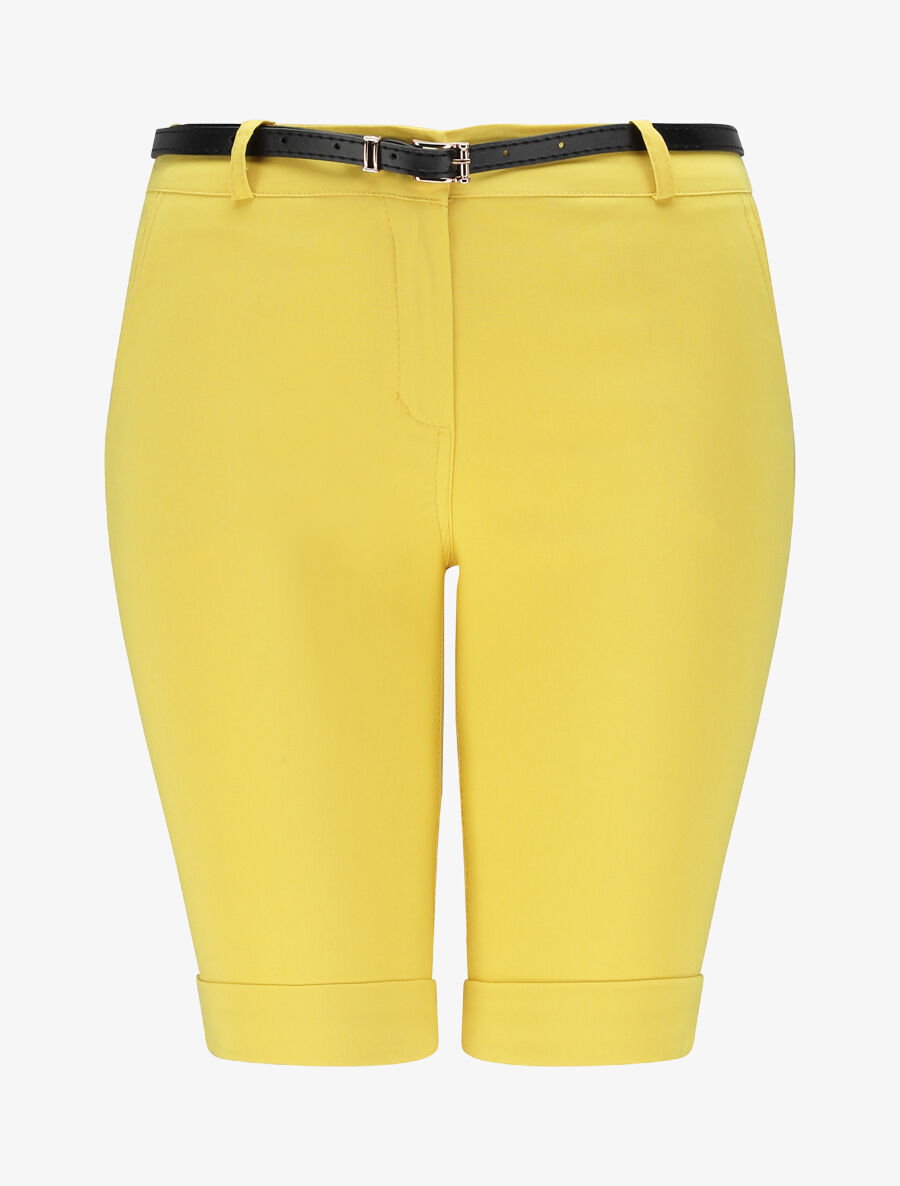 Bermuda stretch à revers - Jaune - 1