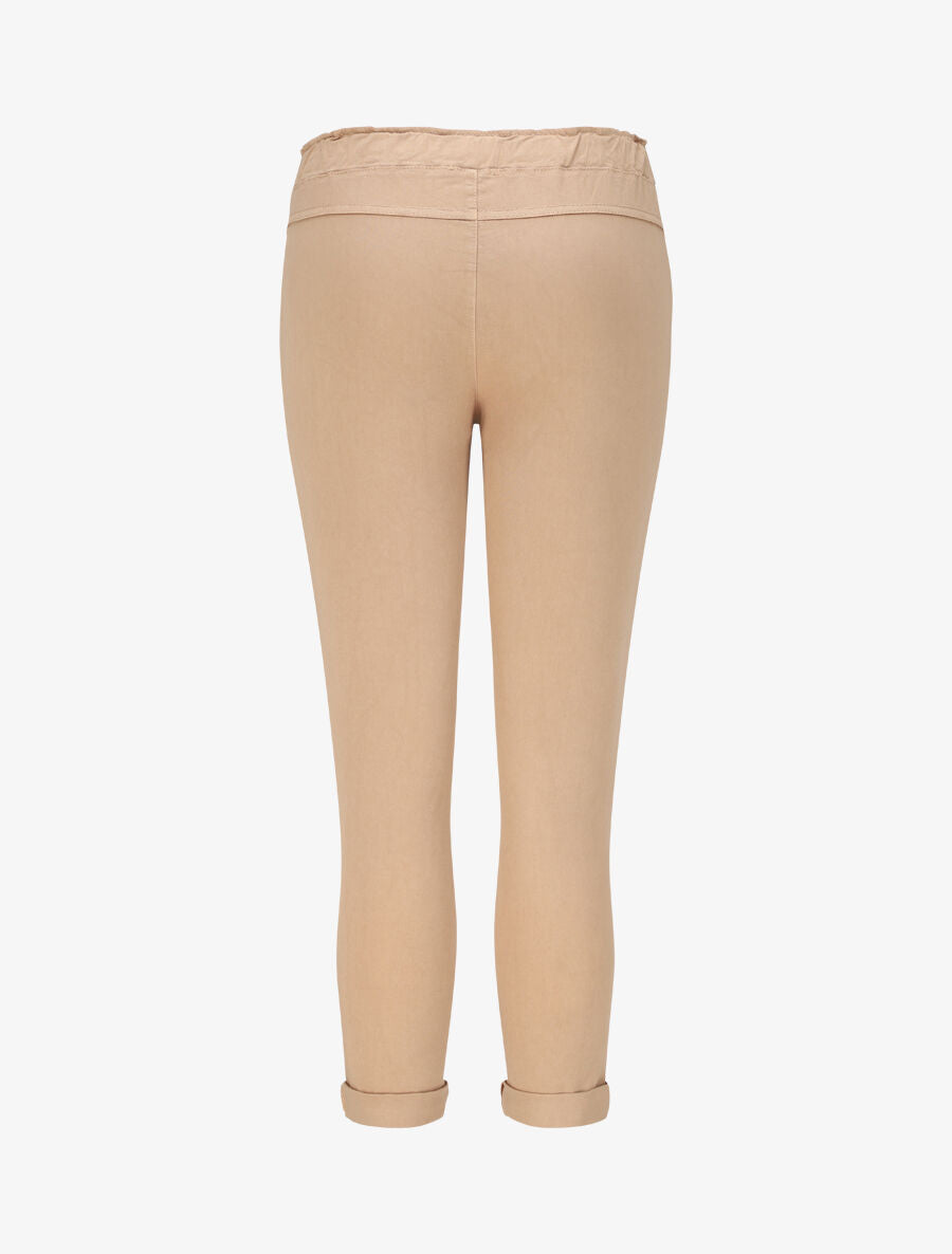 Pantalon droit taille haute froncée - Camel - 2