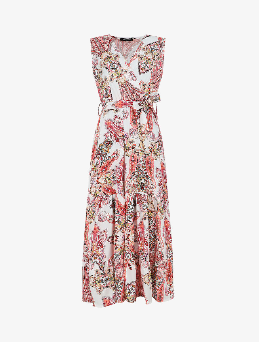 Robe longue évasée imprimé cachemire stylisé - Rose pâle - 1